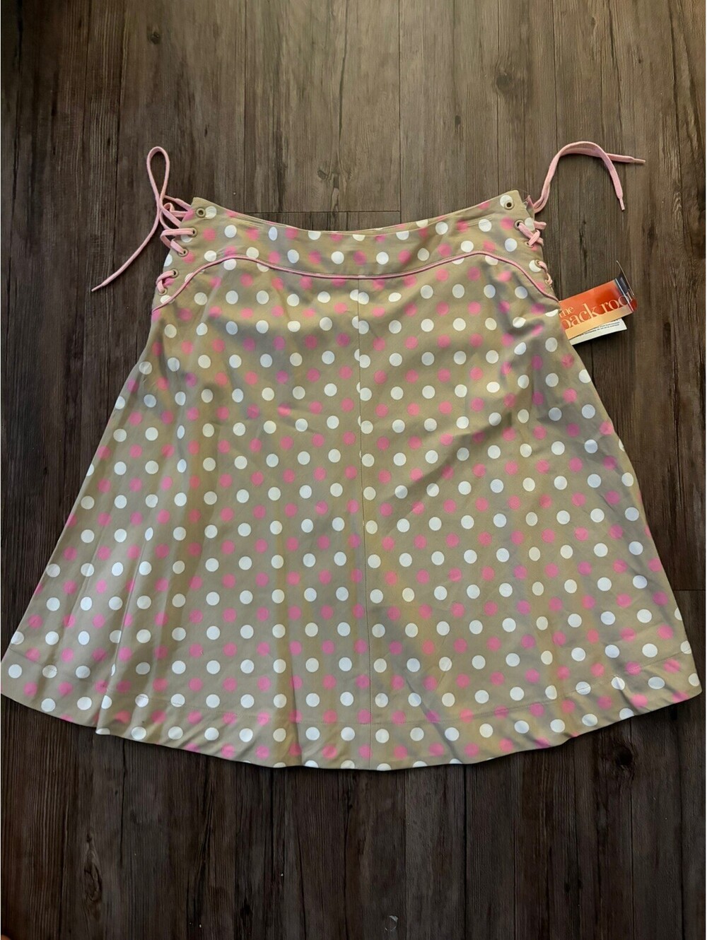 NWT  VTG Tara Jarmon A-Line Polka Dot Beige Pink Sz 38